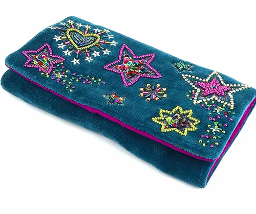 Pom stars teal purple - &,