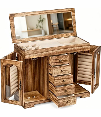 Wood jewellery organiser - wood, box