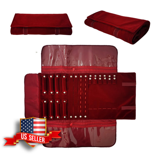 Velvet travel jewelry roll - velvet,