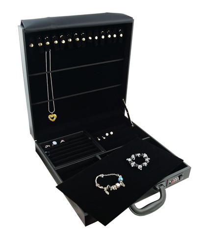Travel case black leatherette - black,